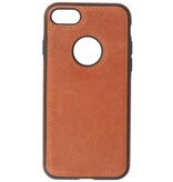 Klassiek Design Leer Back Cover voor iPhone SE 2020 / 8 / 7 Cognac