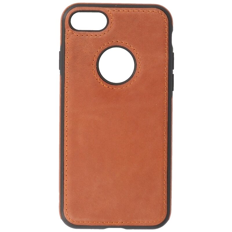 Klassiek Design Leer Back Cover voor iPhone SE 2020 / 8 / 7 Cognac