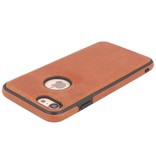 Klassiek Design Leer Back Cover voor iPhone SE 2020 / 8 / 7 Cognac