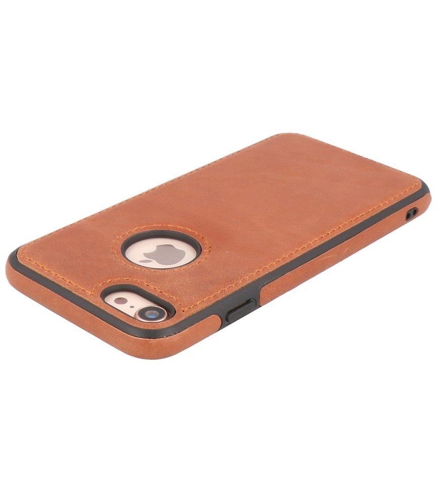 Klassiek Design Leer Back Cover iPhone 8 Cognac