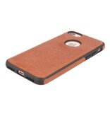 Klassiek Design Leer Back Cover voor iPhone SE 2020 / 8 / 7 Cognac