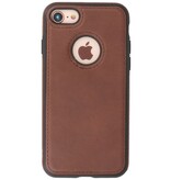 Klassiek Design Leer Back Cover voor iPhone SE 2020 / 8 / 7 Mocca