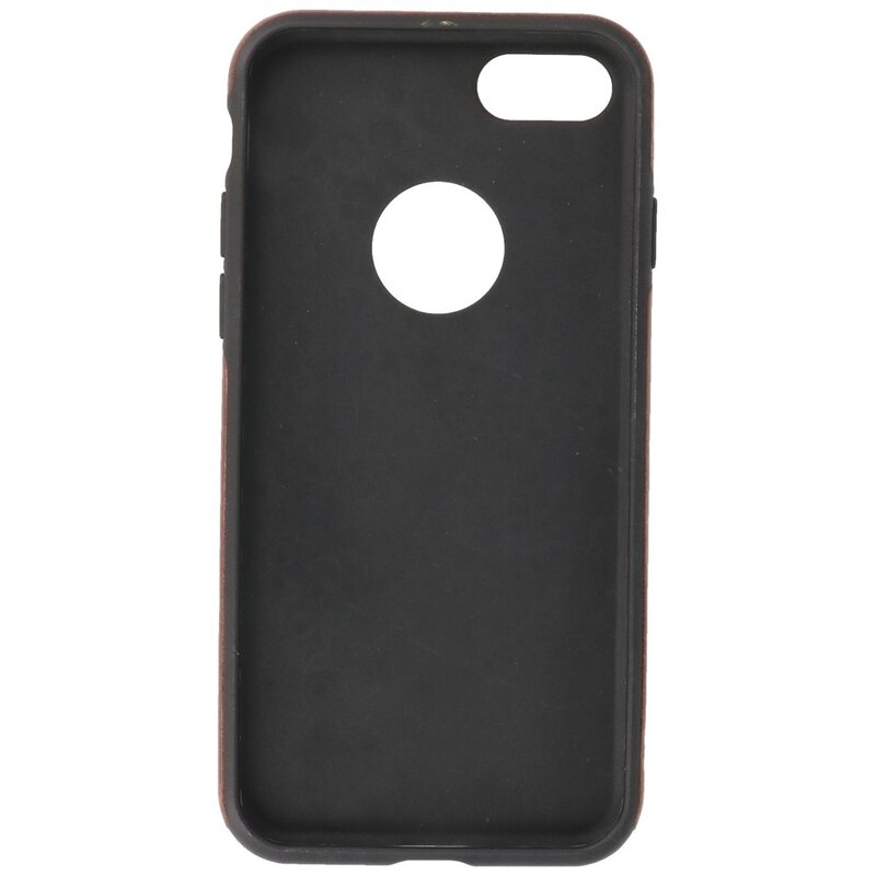 Klassiek Design Leer Back Cover voor iPhone SE 2020 / 8 / 7 Mocca