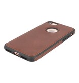 Klassiek Design Leer Back Cover voor iPhone SE 2020 / 8 / 7 Mocca