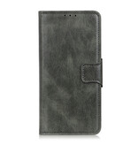 Pull Up en cuir PU Bookstyle pour OnePlus 9R vert foncé