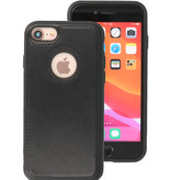 Klassiek Design Leer Back Cover iPhone 8 Zwart