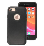 Klassiek Design Leer Back Cover voor iPhone SE 2020 / 8 / 7 Zwart