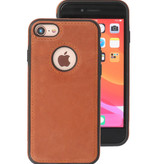 Klassiek Design Leer Back Cover voor iPhone SE 2020 / 8 / 7 Cognac