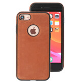 Klassiek Design Leer Back Cover voor iPhone SE 2020 / 8 / 7 Cognac