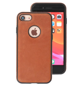 Klassiek Design Leer Back Cover iPhone SE 2020 / 8 / 7 Cognac