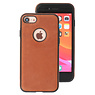 Klassiek Design Leer Back Cover iPhone 8 Cognac