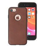 Klassiek Design Leer Back Cover voor iPhone SE 2020 / 8 / 7 Mocca