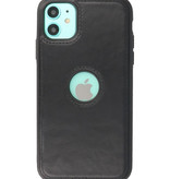 Klassiek Design Leer Back Cover iPhone 11 Zwart