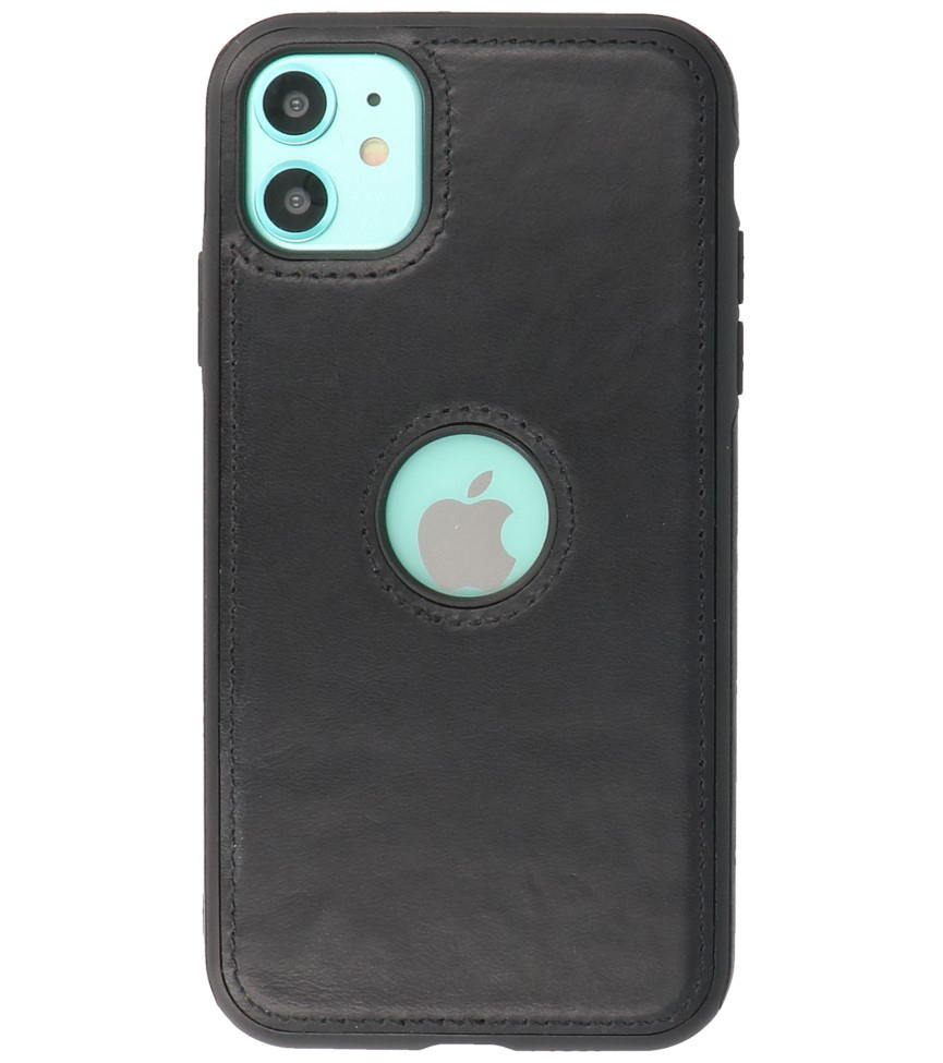 Klassiek Design Leer Back Cover iPhone 11 Zwart