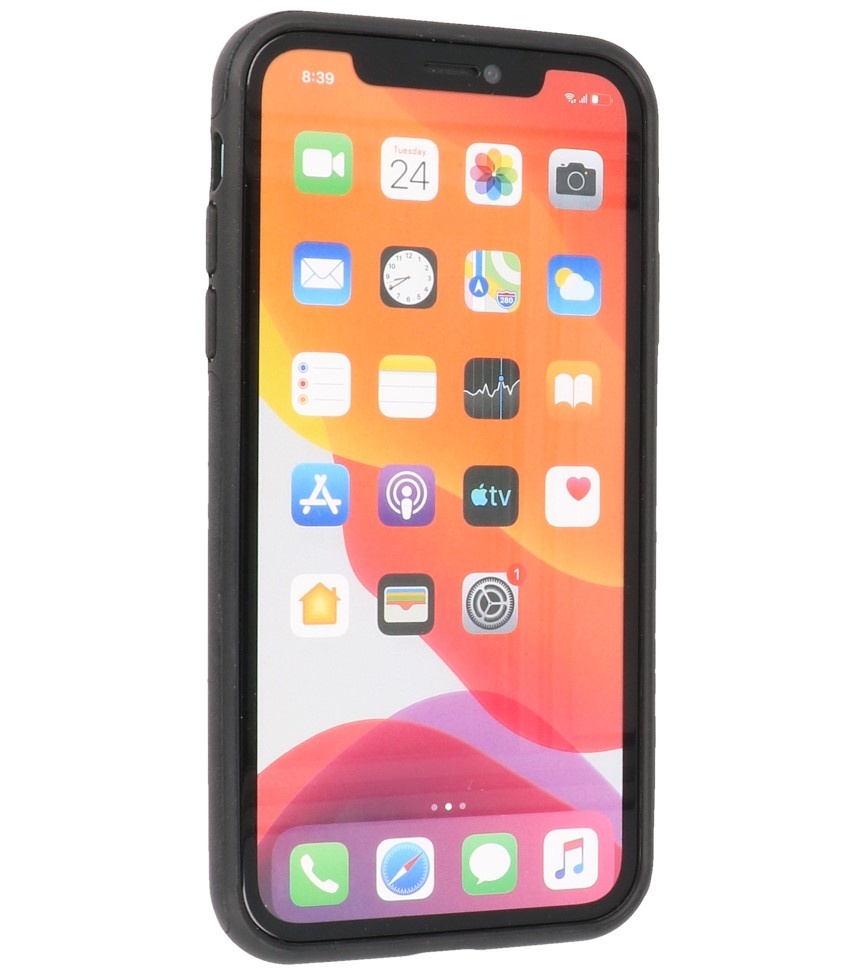 Klassiek Design Leer Back Cover iPhone 11 Zwart