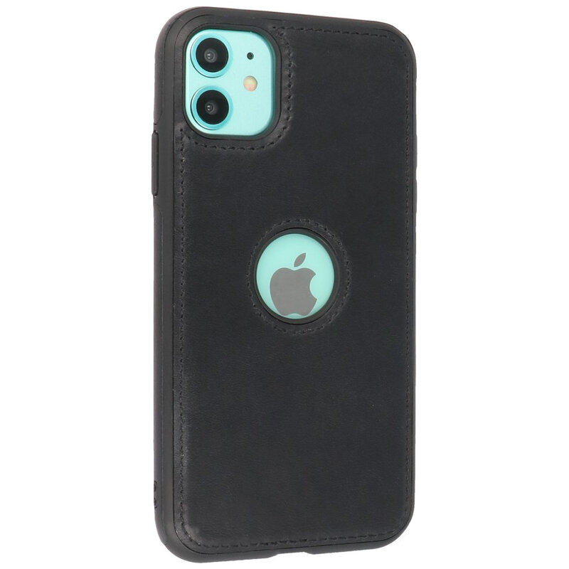 Klassiek Design Leer Back Cover voor iPhone 11 Zwart