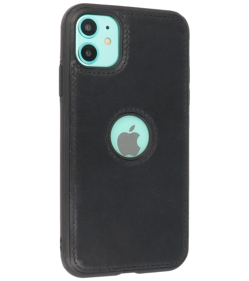 Klassiek Design Leer Back Cover voor iPhone 11 Zwart