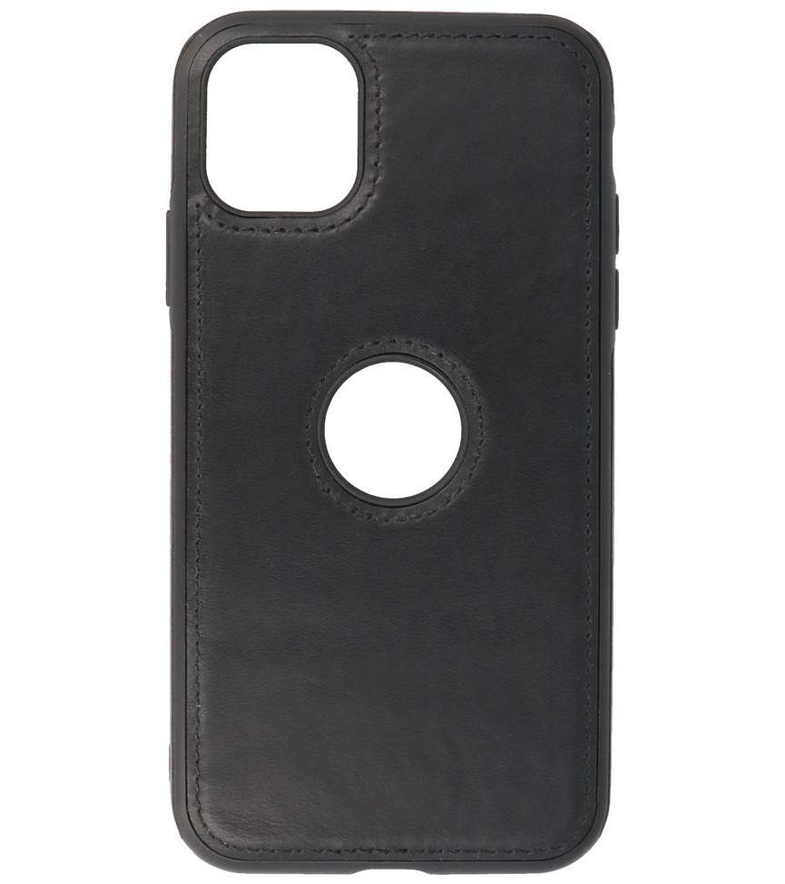 Klassiek Design Leer Back Cover iPhone 11 Zwart