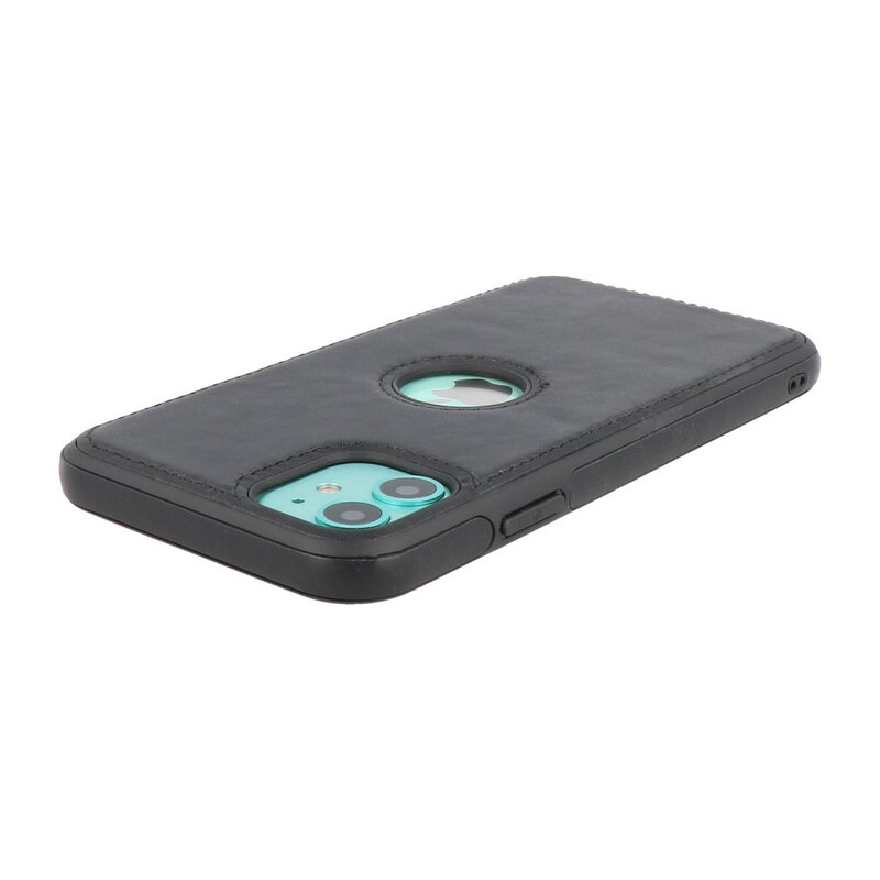 Klassiek Design Leer Back Cover iPhone 11 Zwart
