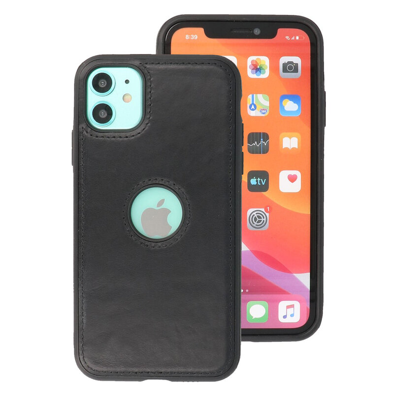 Klassiek Design Leer Back Cover voor iPhone 11 Zwart