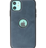 Klassiek Design Leer Back Cover voor iPhone 11 Navy