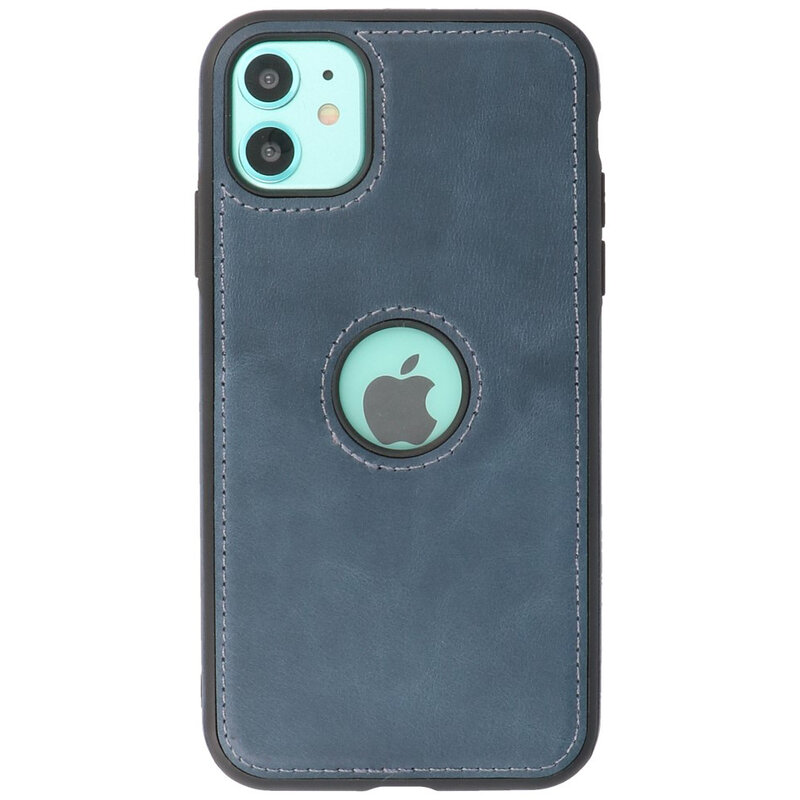 Klassiek Design Leer Back Cover iPhone 11 Navy