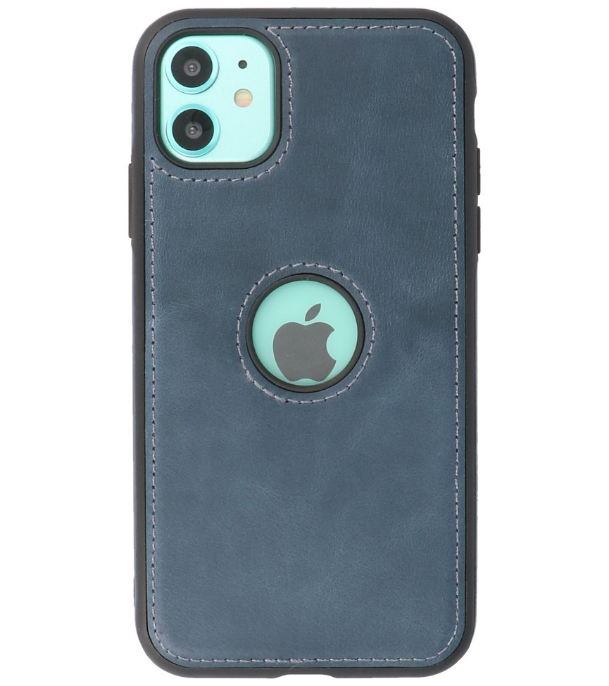 Klassiek Design Leer Back Cover voor iPhone 11 Navy