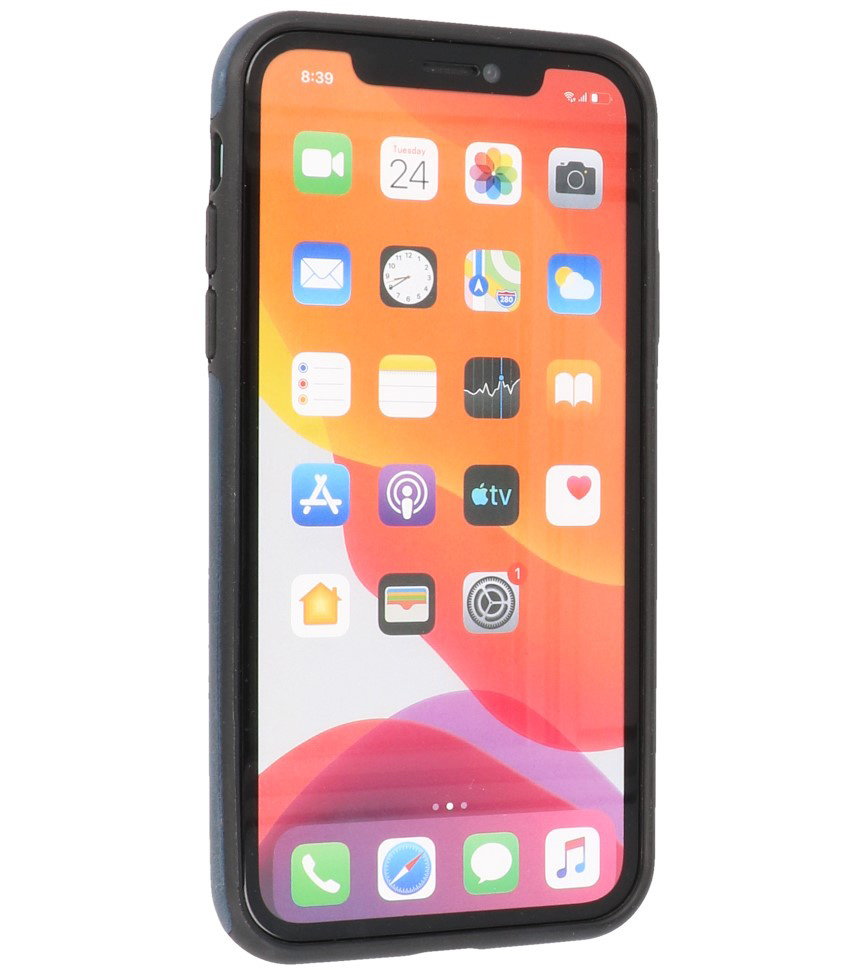 Klassiek Design Leer Back Cover voor iPhone 11 Navy