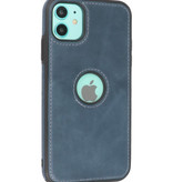 Klassiek Design Leer Back Cover iPhone 11 Navy