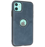 Klassiek Design Leer Back Cover voor iPhone 11 Navy