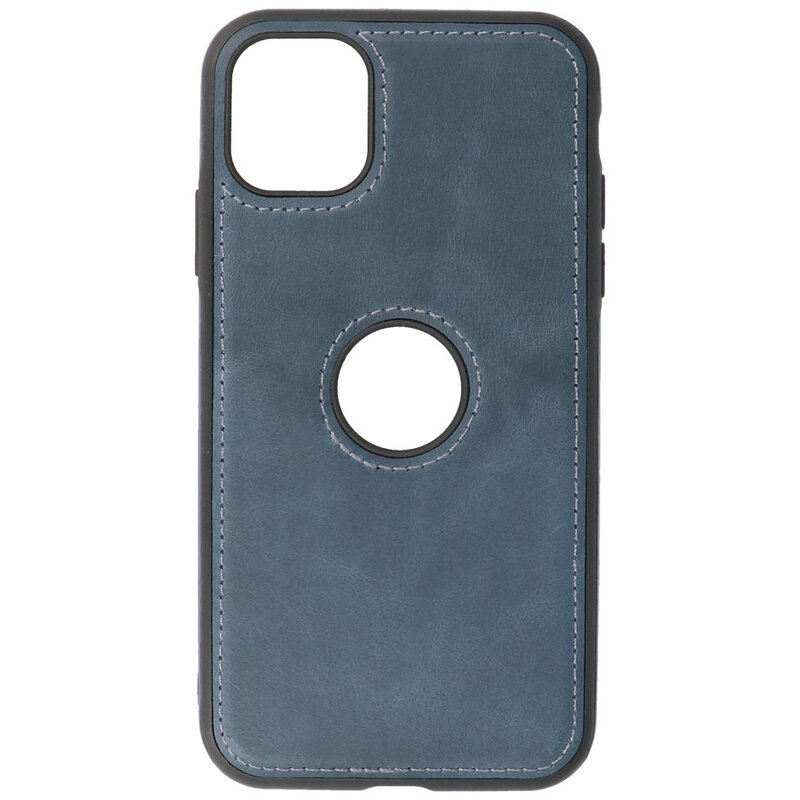 Klassiek Design Leer Back Cover iPhone 11 Navy