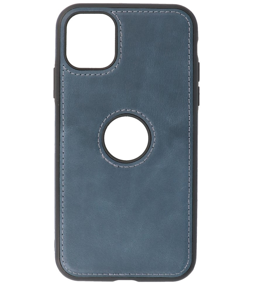 Klassiek Design Leer Back Cover iPhone 11 Navy