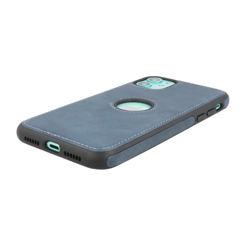 Klassiek Design Leer Back Cover voor iPhone 11 Navy