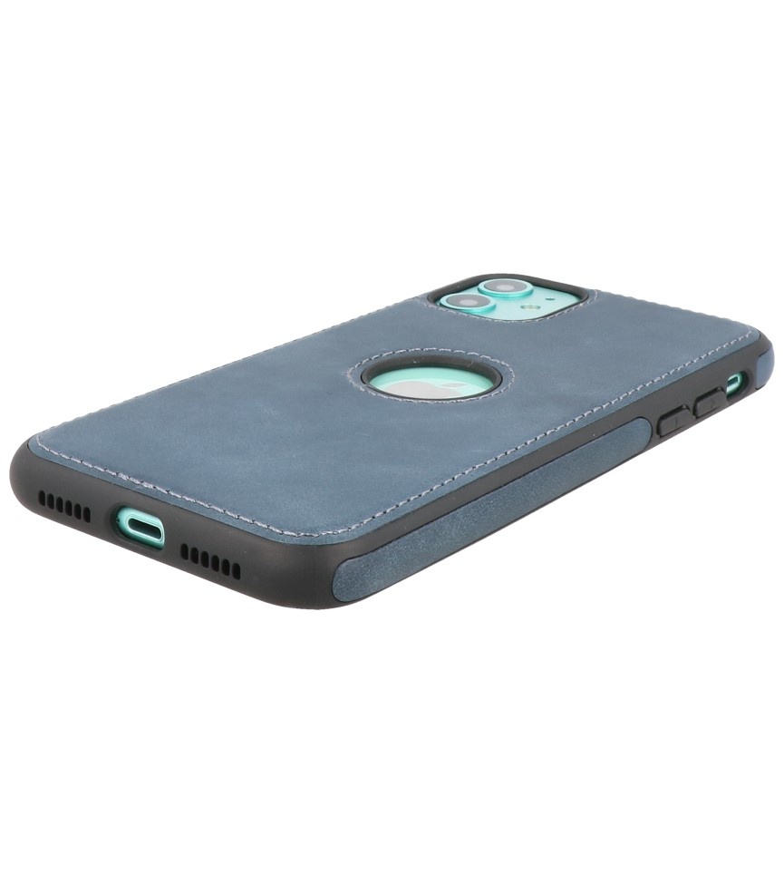 Klassiek Design Leer Back Cover iPhone 11 Navy