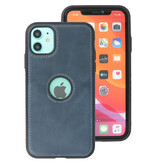 Klassiek Design Leer Back Cover iPhone 11 Navy