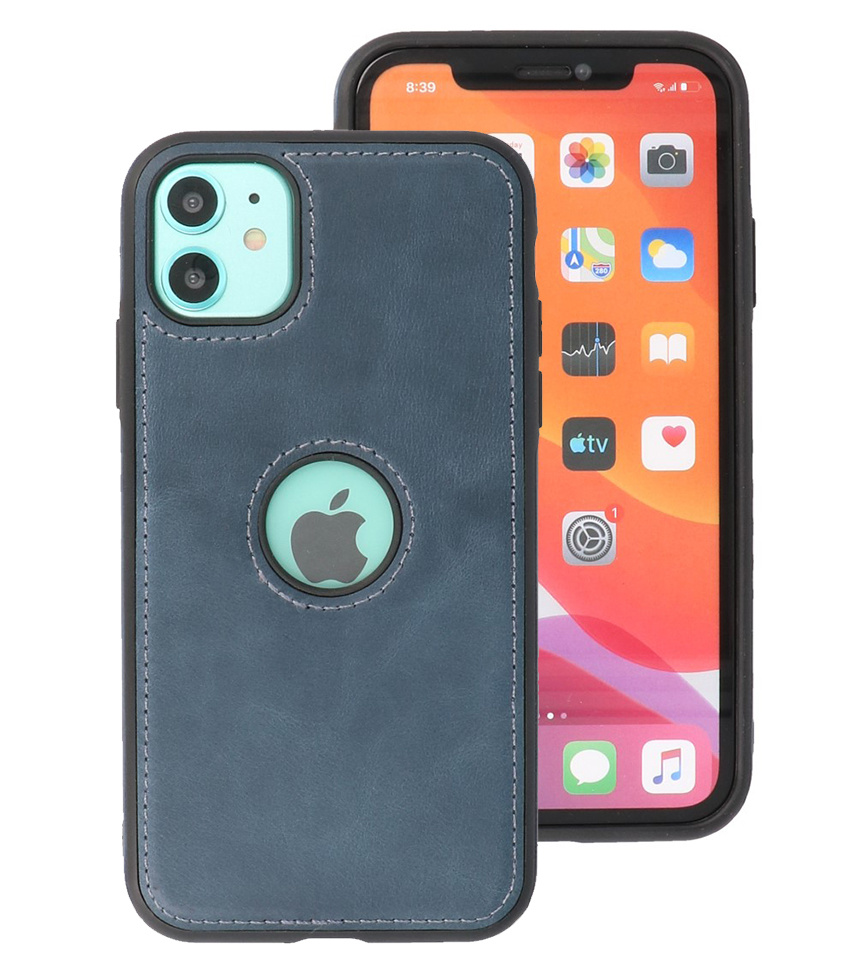 Klassiek Design Leer Back Cover voor iPhone 11 Navy