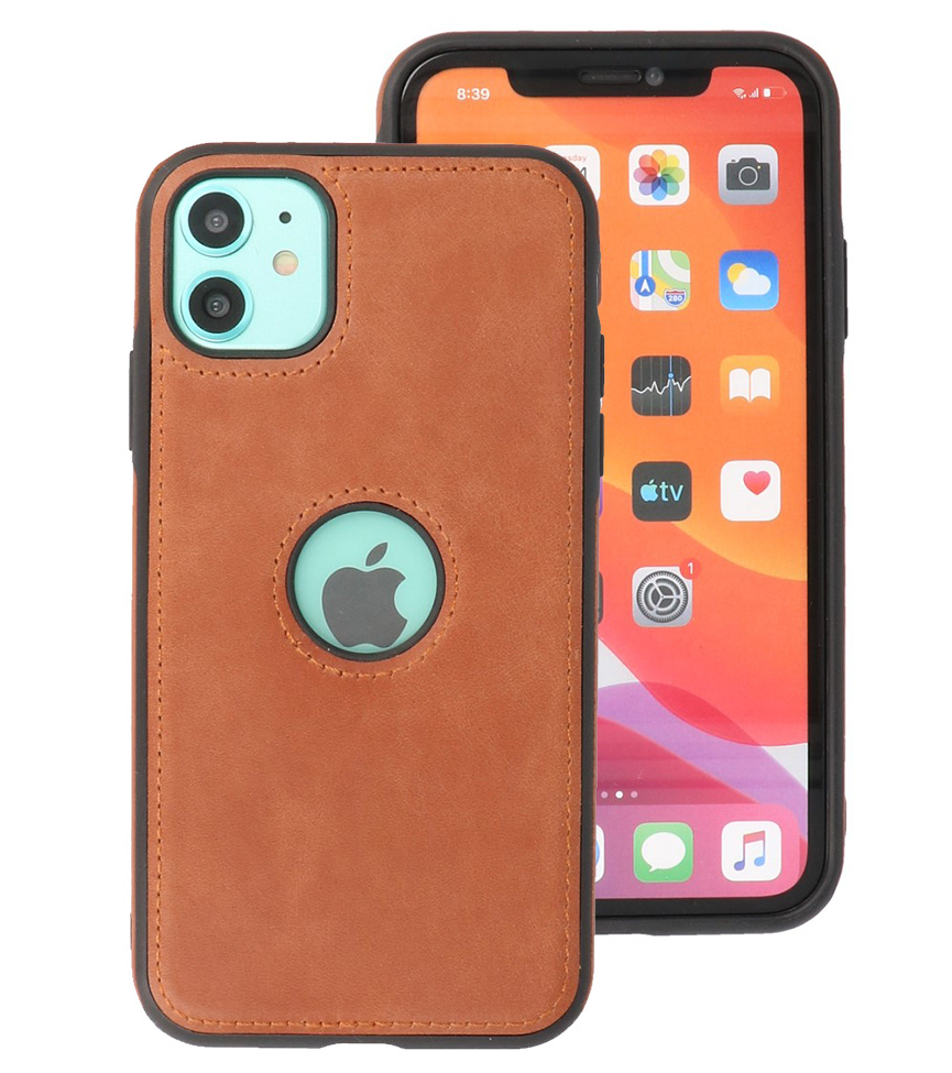 Klassiek Design Leer Back Cover iPhone 11 Cognac