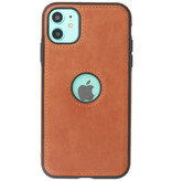 Klassiek Design Leer Back Cover voor iPhone 11 Cognac