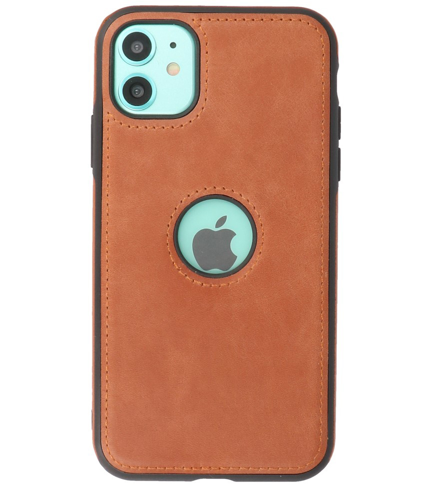 Klassiek Design Leer Back Cover voor iPhone 11 Cognac