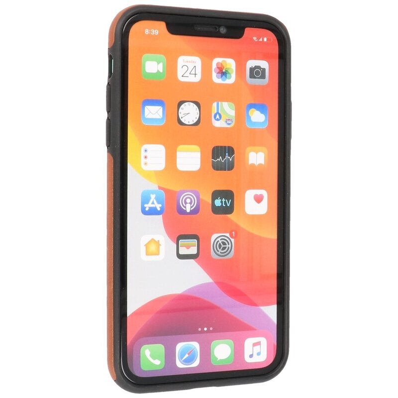 Klassiek Design Leer Back Cover voor iPhone 11 Cognac