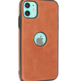 Klassiek Design Leer Back Cover voor iPhone 11 Cognac