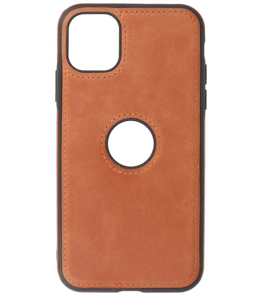 Klassiek Design Leer Back Cover voor iPhone 11 Cognac