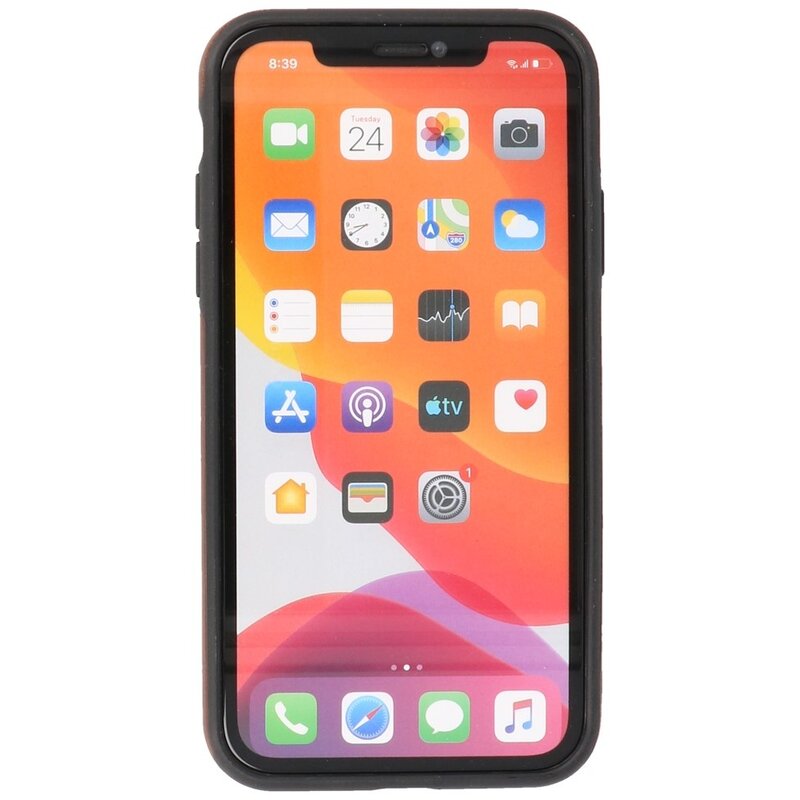 Klassiek Design Leer Back Cover voor iPhone 11 Mocca