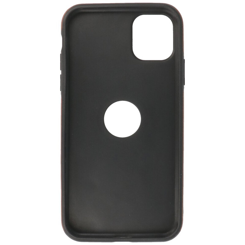 Klassiek Design Leer Back Cover iPhone 11 Mocca