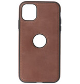Klassiek Design Leer Back Cover voor iPhone 11 Mocca