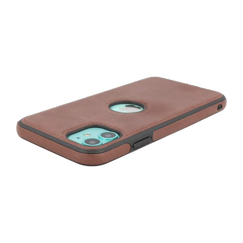 Klassiek Design Leer Back Cover voor iPhone 11 Mocca