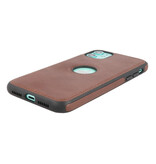 Klassiek Design Leer Back Cover voor iPhone 11 Mocca
