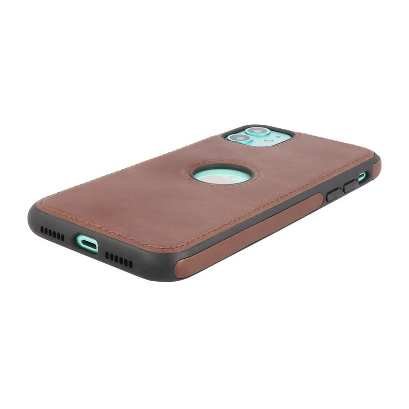 Klassiek Design Leer Back Cover iPhone 11 Mocca