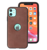 Klassiek Design Leer Back Cover voor iPhone 11 Mocca