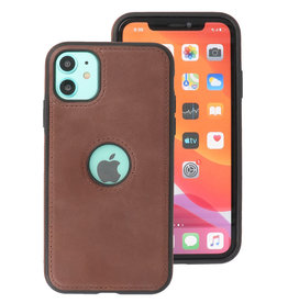 Klassiek Design Leer Back Cover iPhone 11 Mocca